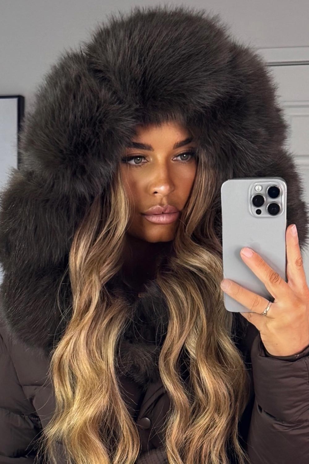 womens faux fur hooded padded puffer coat for winter styledup uk
