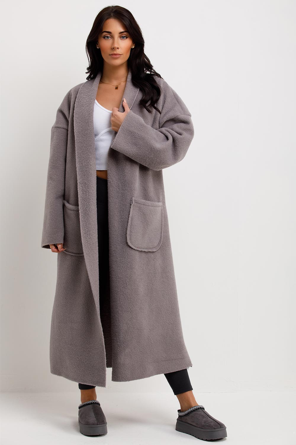 womens longline wool look coat sale uk