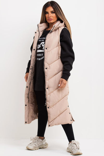 Long discount gilet beige