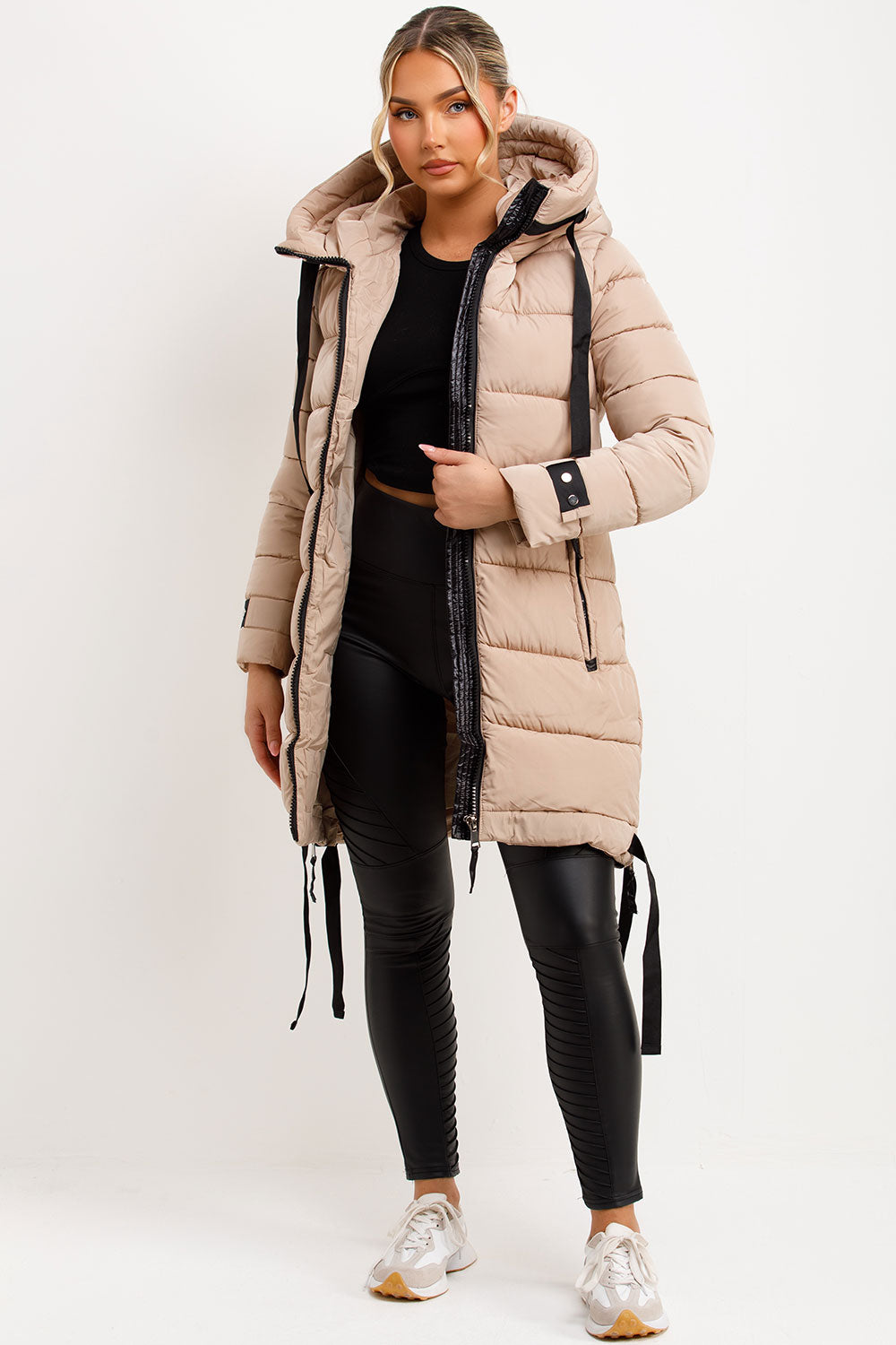 longline puffer coat womens