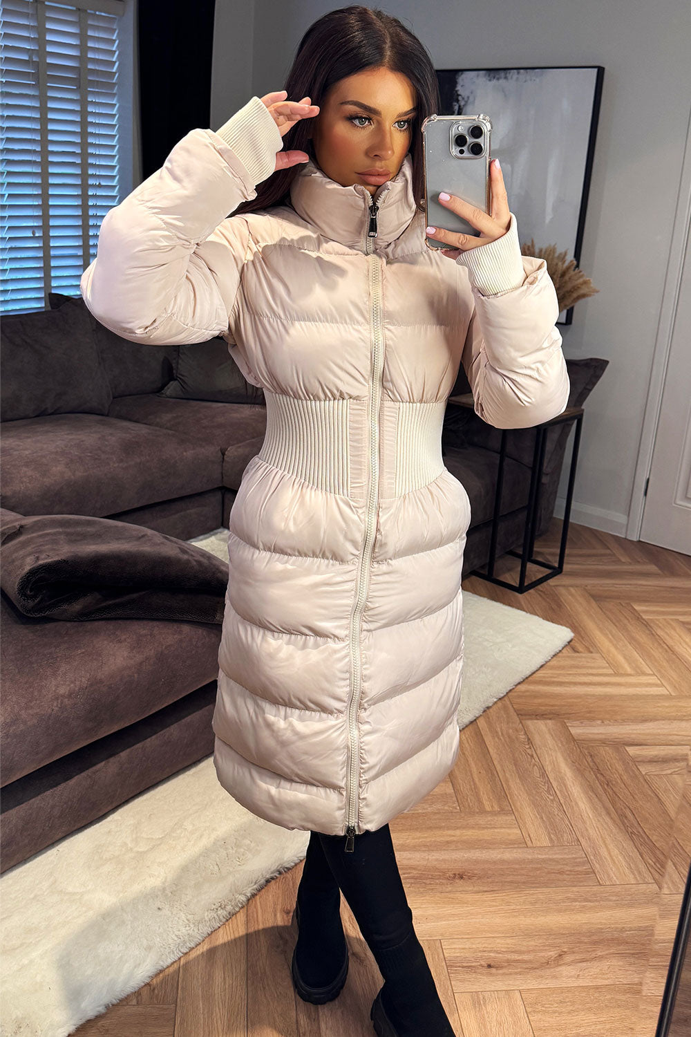 womens winter coat puffer padded warm longline outerwear