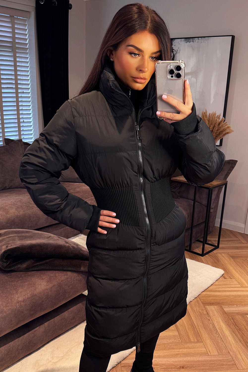 womens winter coat puffer padded warm longline outerwear