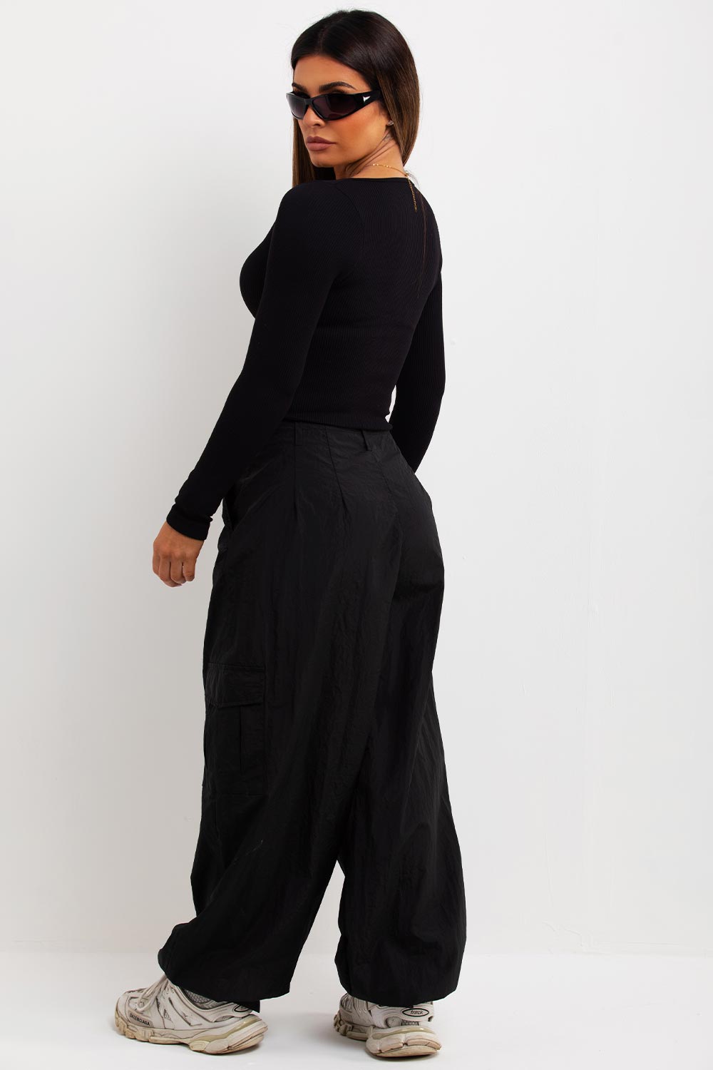 black rib contour double zip top with dip hem pretty little things tops sale