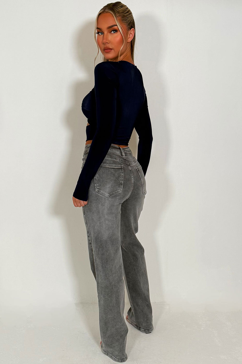 twist front cut out festival top navy