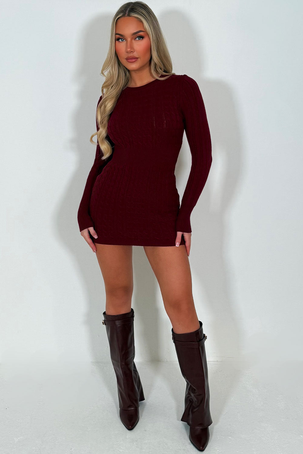jumper dress with long sleeves fitted styledup