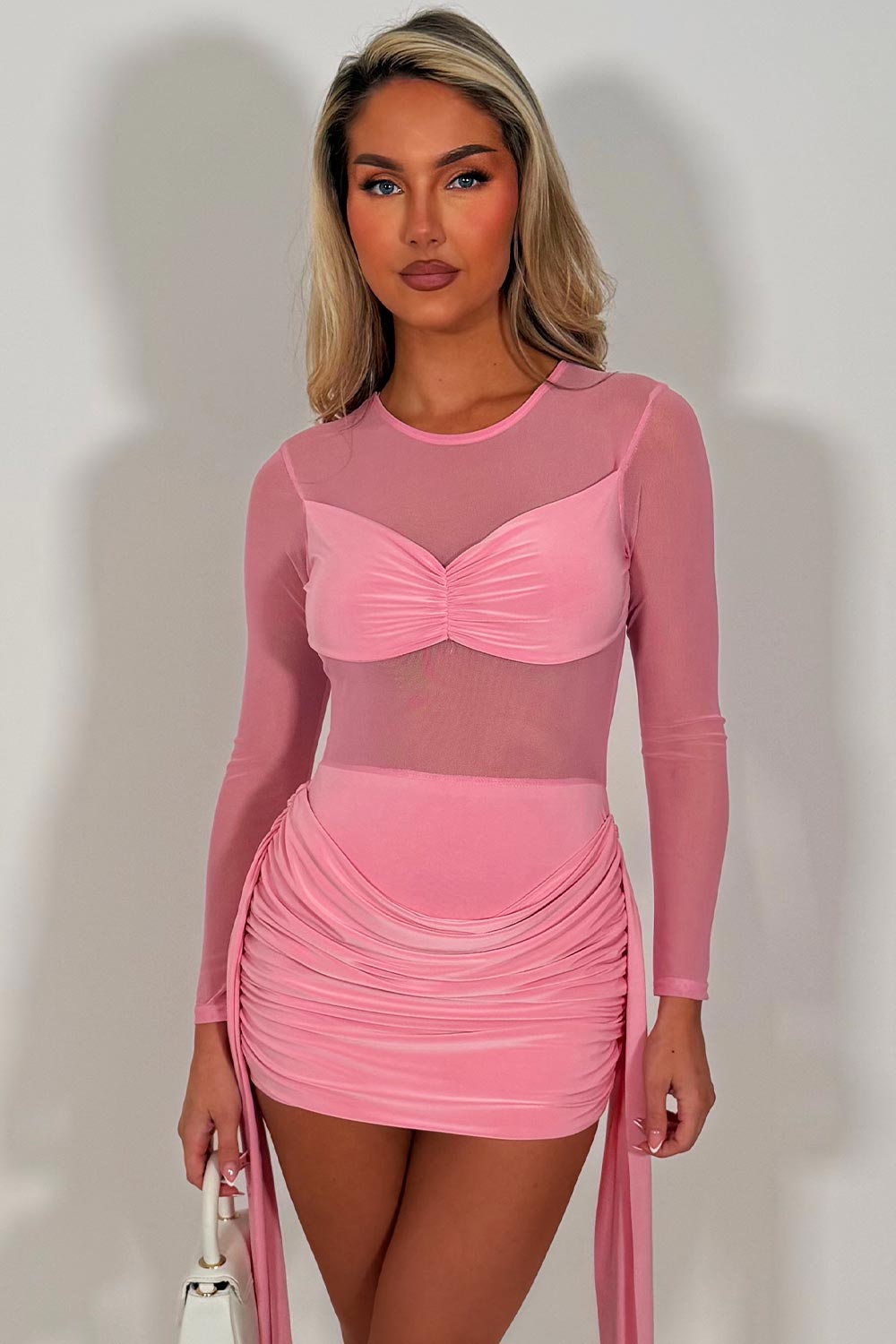 lace mini dress with knot front drape detail an outfit for races ladies day night out party uk styledup fashion