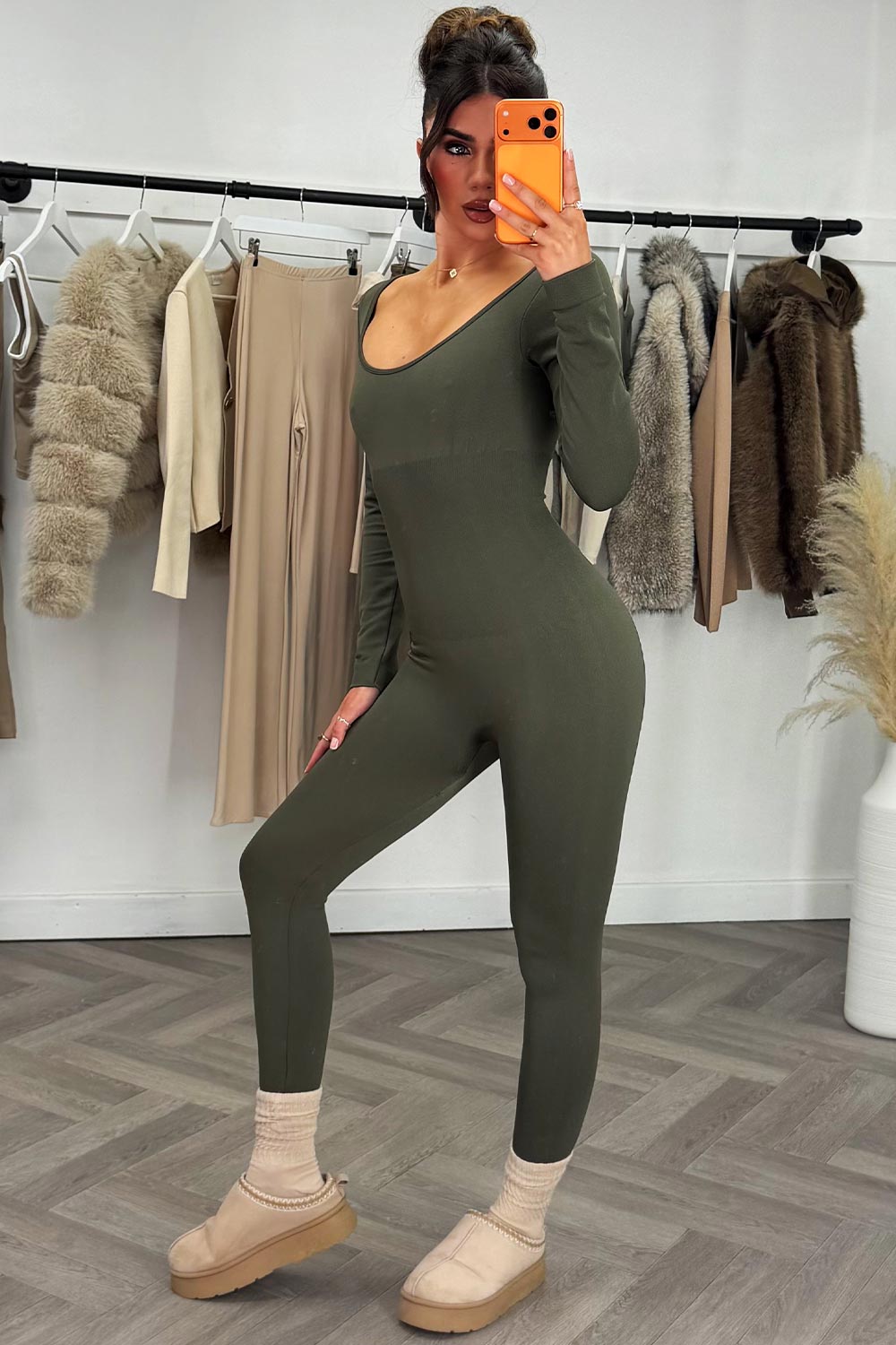 womens jumpsuit with long sleeves thumb holes sculpt contouring bum lifting panels premium activewear gym wear for womens uk