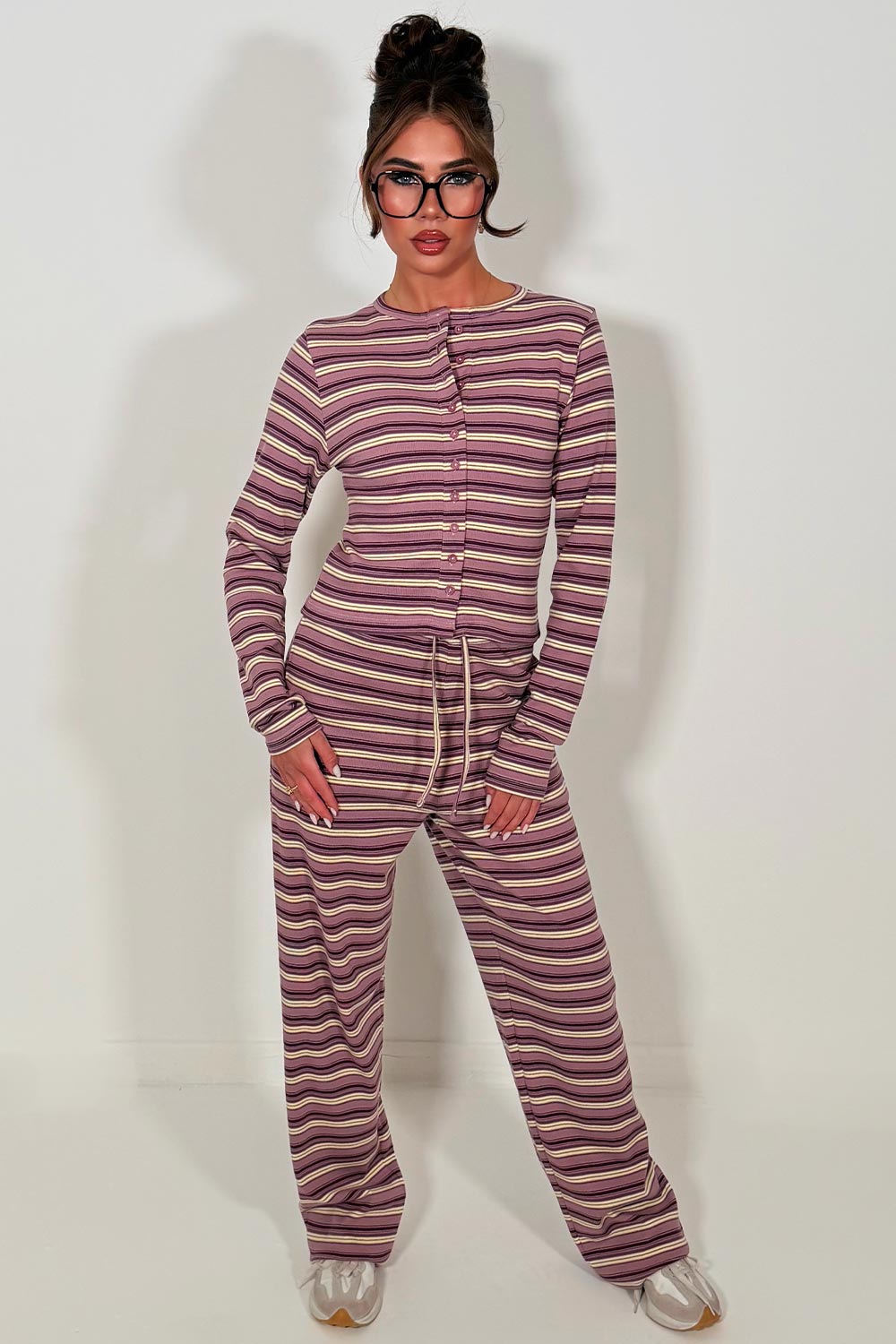 molly mae ribbed top and trousers co ord set black