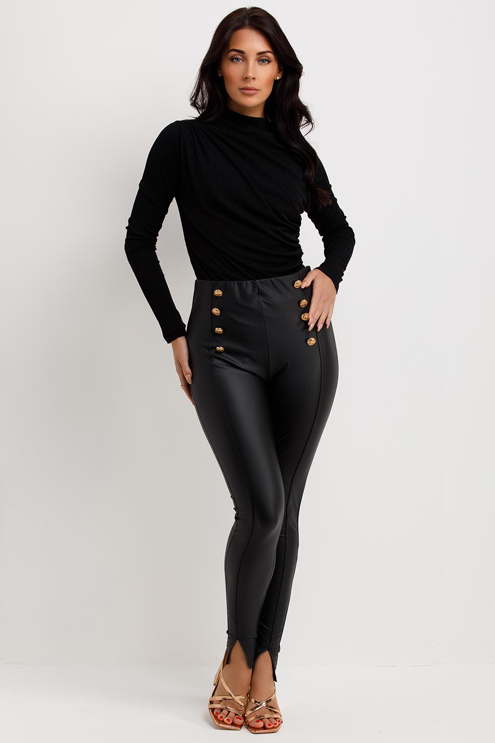 gathered long sleeve bodysuit top