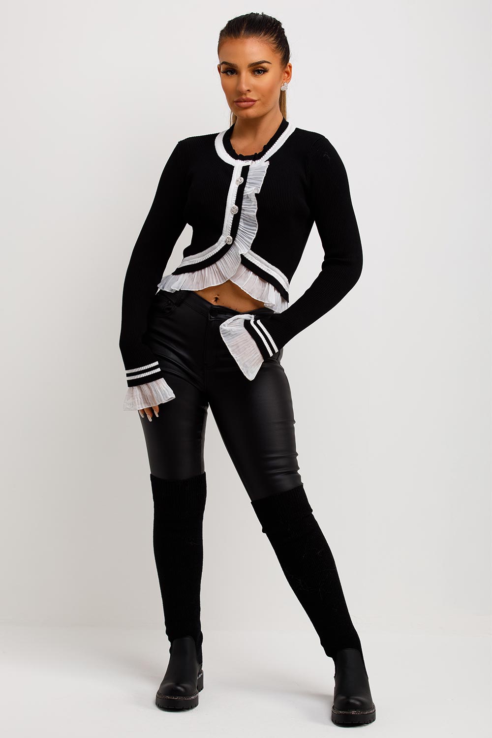 frilly knitted jumper womens going out christams party outfit