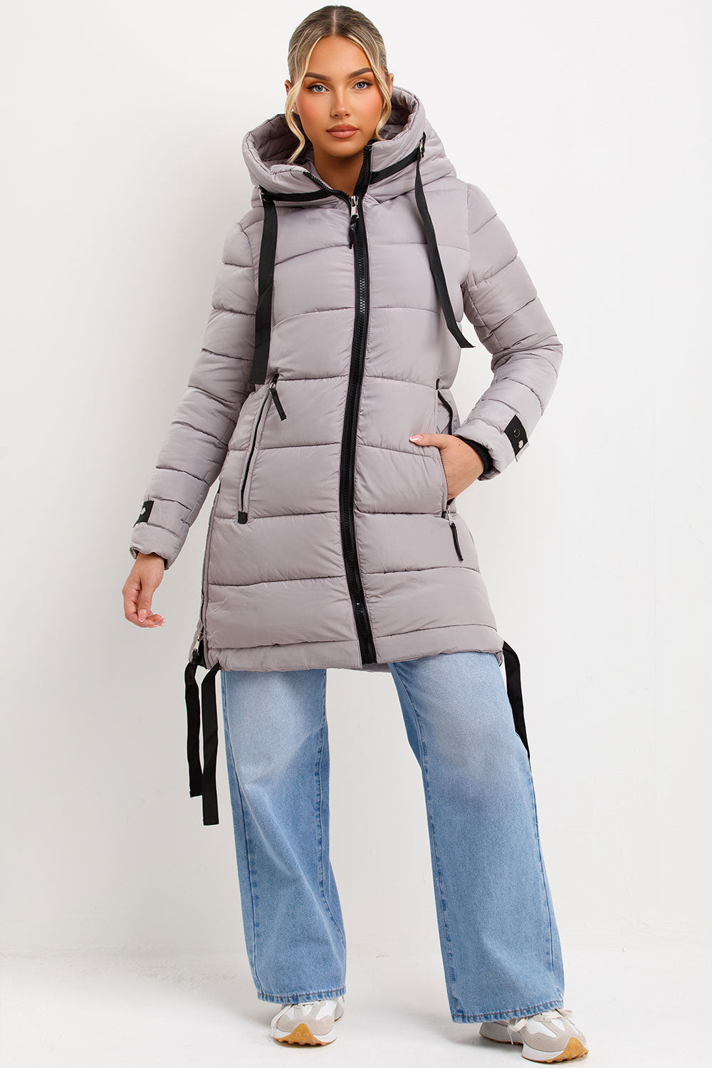 womens long padded coat with hood styledup