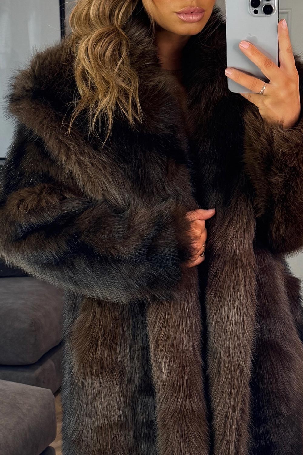 brown maxi fur coat styledup uk