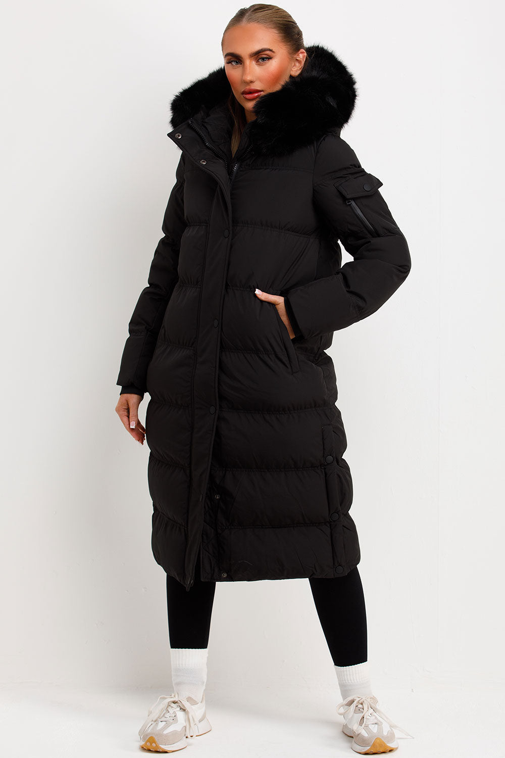 padded puffer down coat womens black outerwear