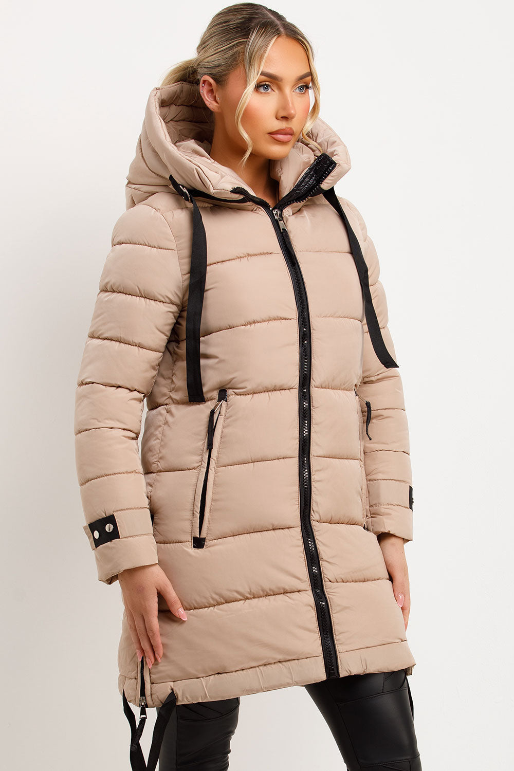 womens long padded coat with hood styledup