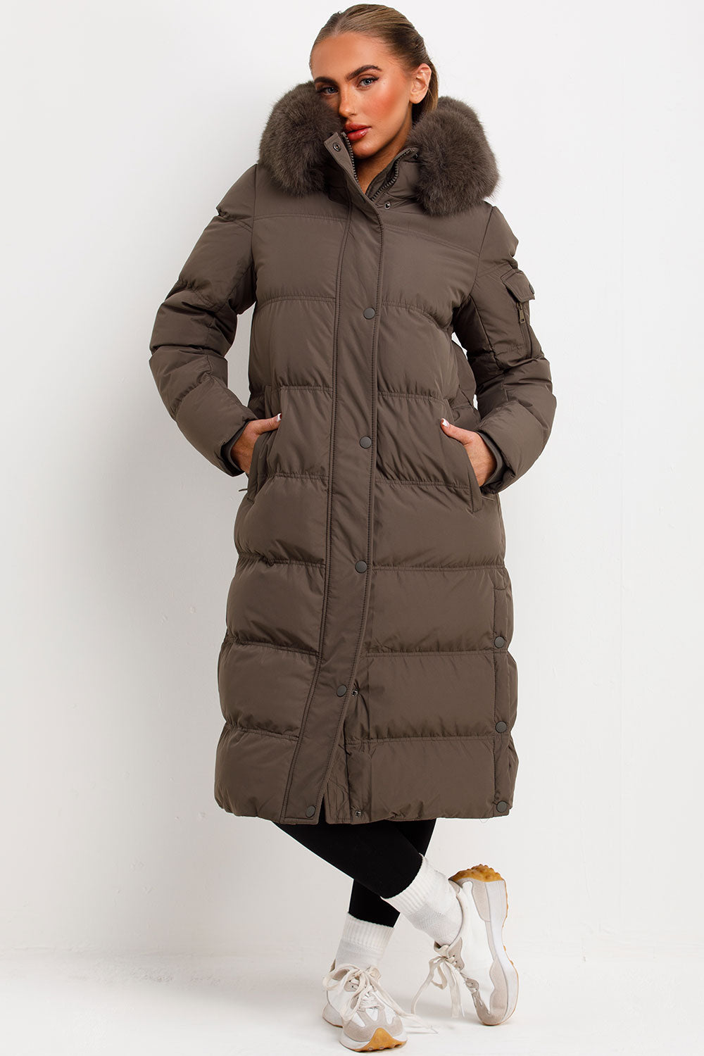 womens puffer coat with faux fur hood