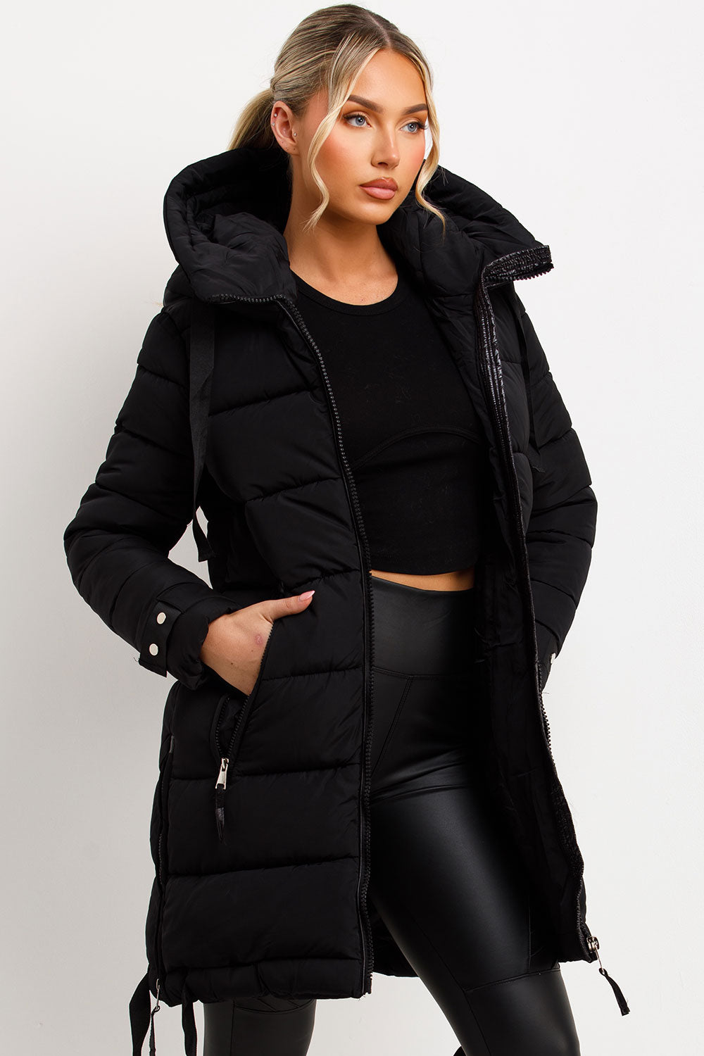 womens long padded puffer coat for winter styledup