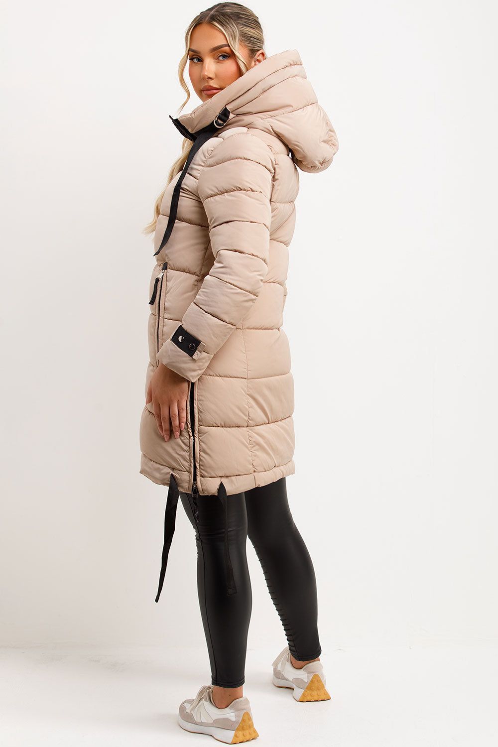 long puffer padded coat for winter womens