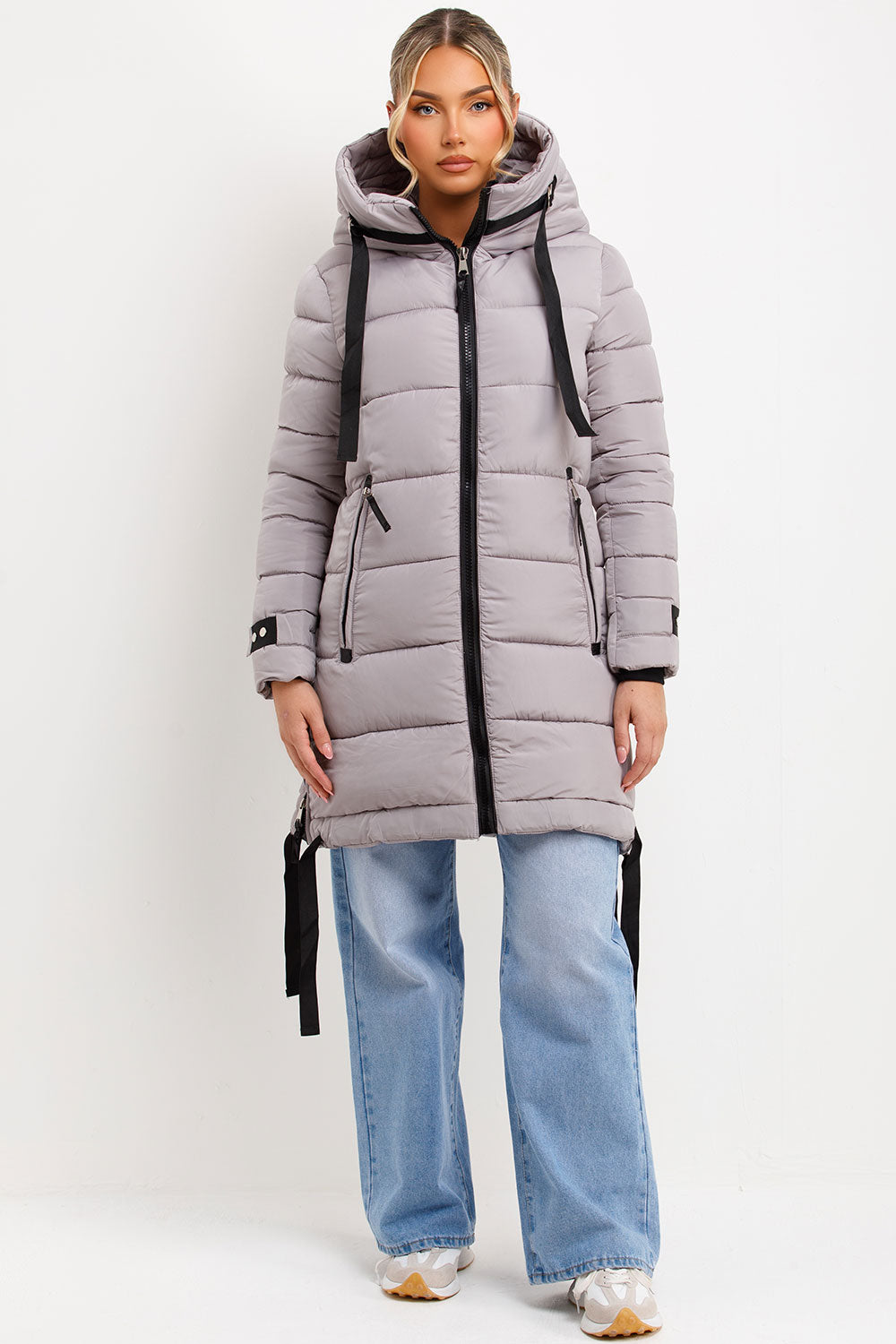 long puffer padded coat for winter womens