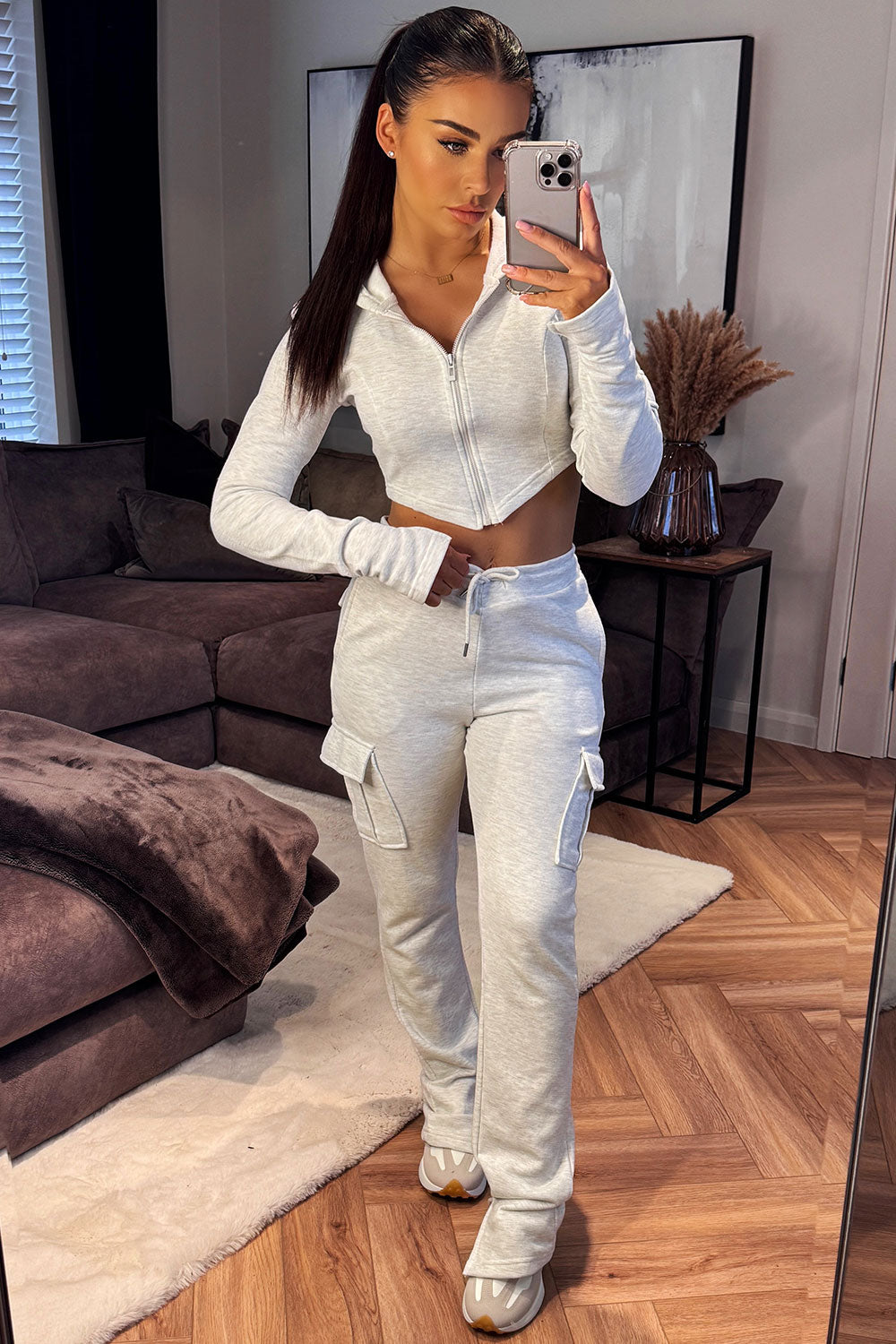 low rise ruched bum cargo joggers and corset hoodie set bad society club tracksuit