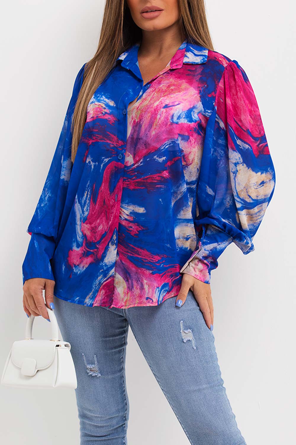 multicolour shirt blouse with long sleeves