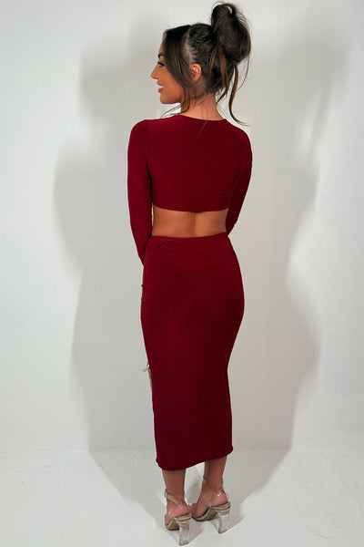 Skirt And Long Sleeve Top Set Gold Buckle Going Out Festival