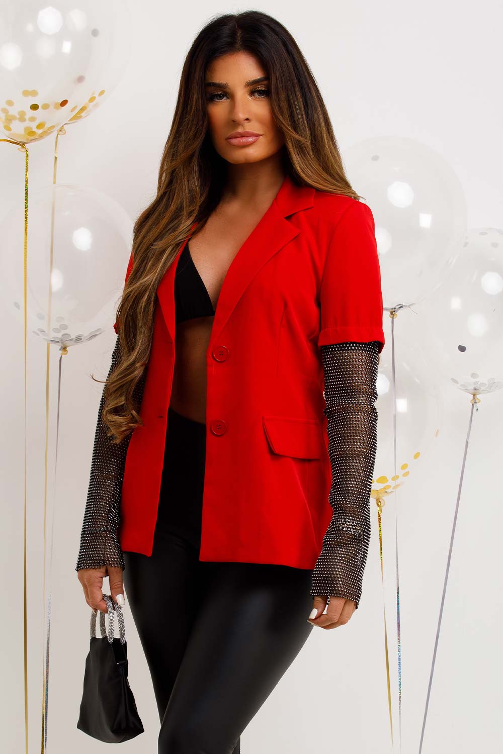 womens blazer jacket with diamante sleeve