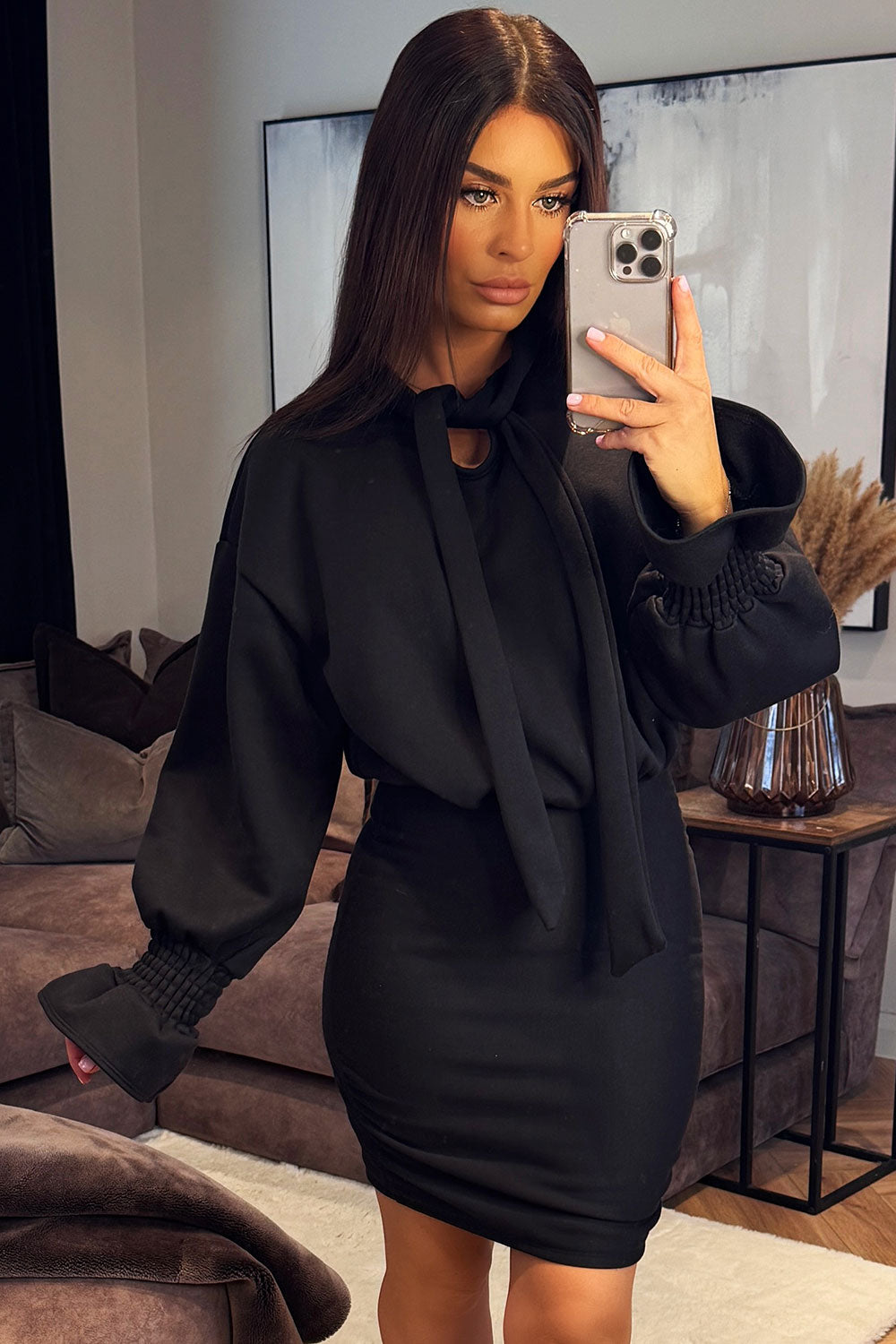 bodycon jumper dress with long sleeves