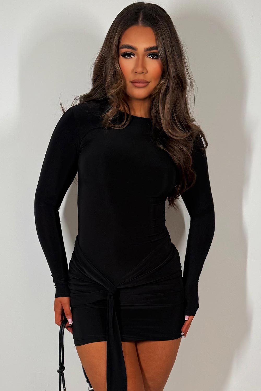 long sleeve short dress occasion outfit styledup