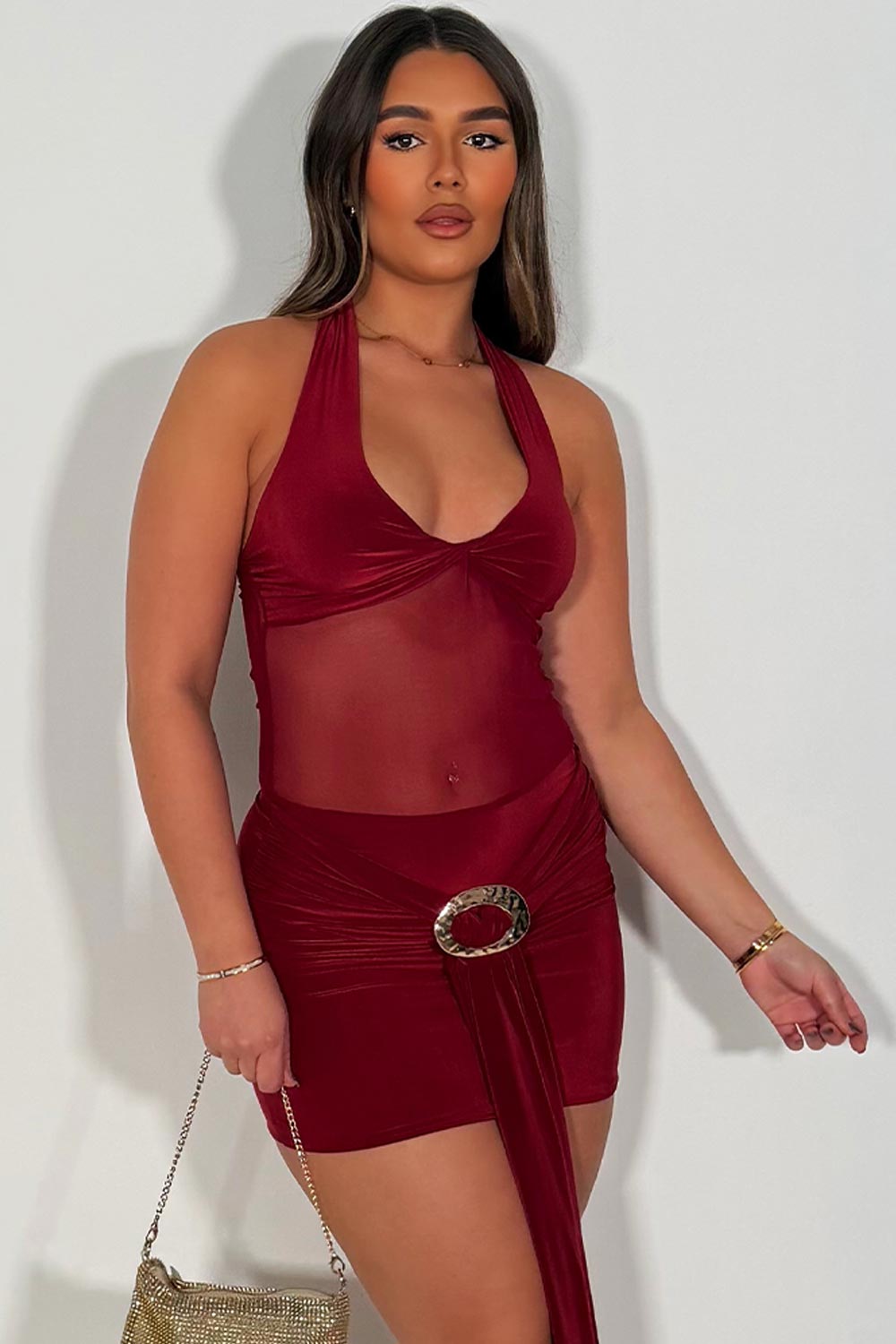 burgundy christmas party dress new years eve outfit styledup