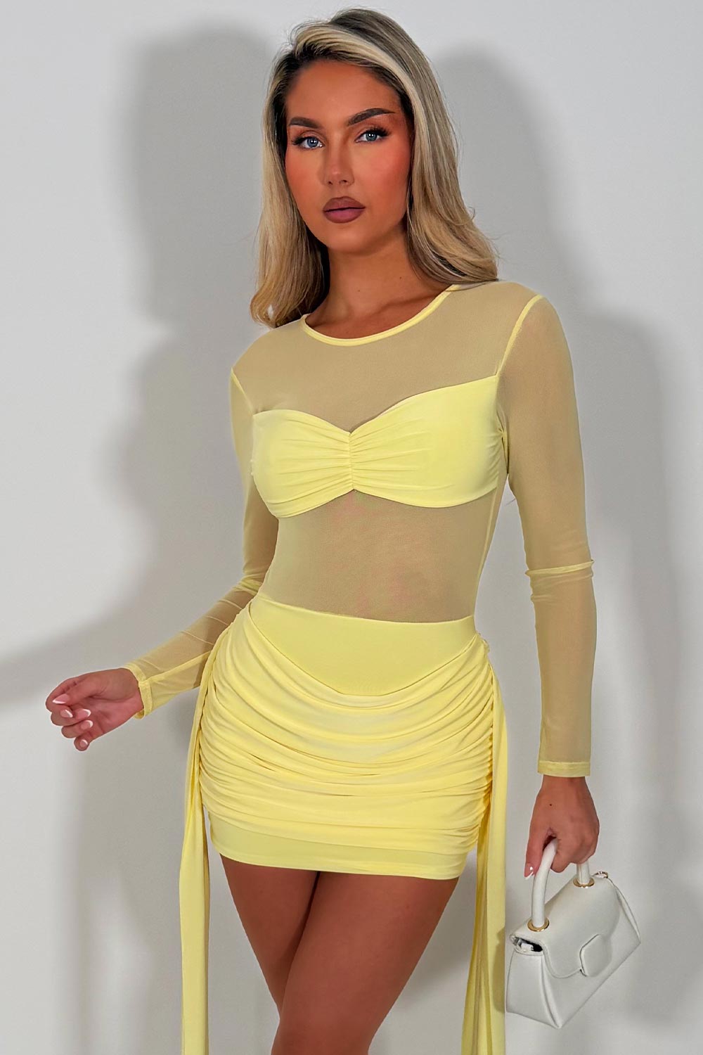 mesh lace dress drape detail festival party outfit