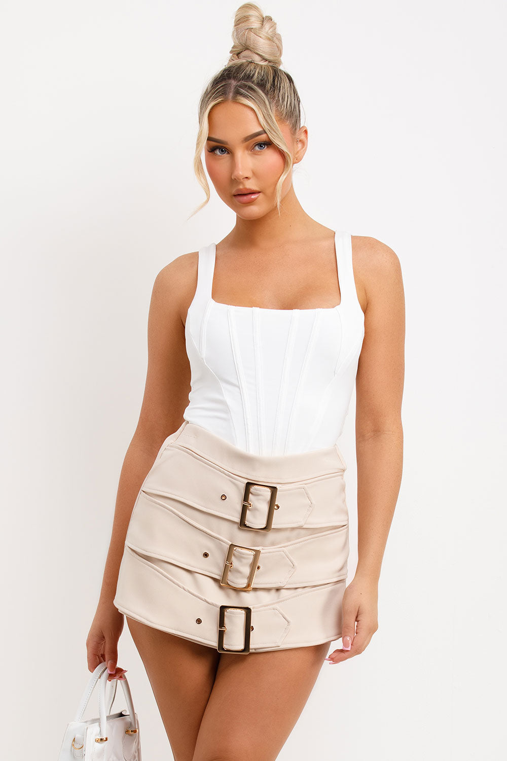 womens skort with buckle detail tennis skirt