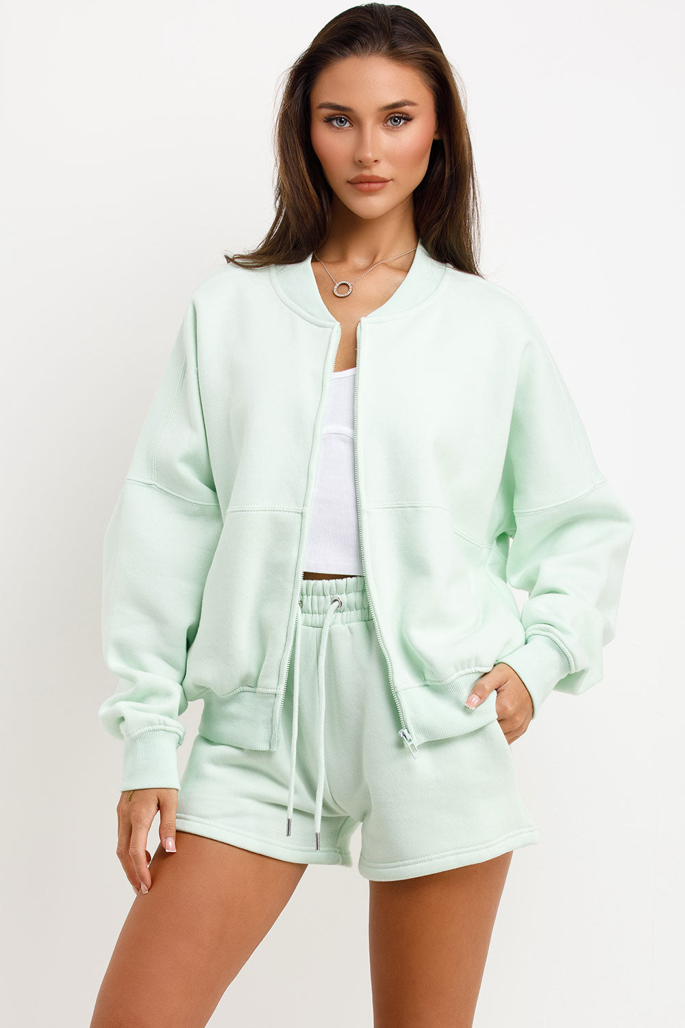 womens zara short tracksuit set airport outfit