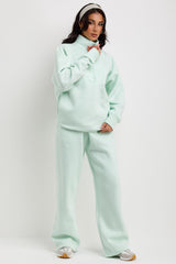 womens half zip jumper and straight leg joggers tracksuit co ord set