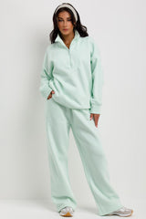 womens half zip jumper and joggers loungewear set airport outfit