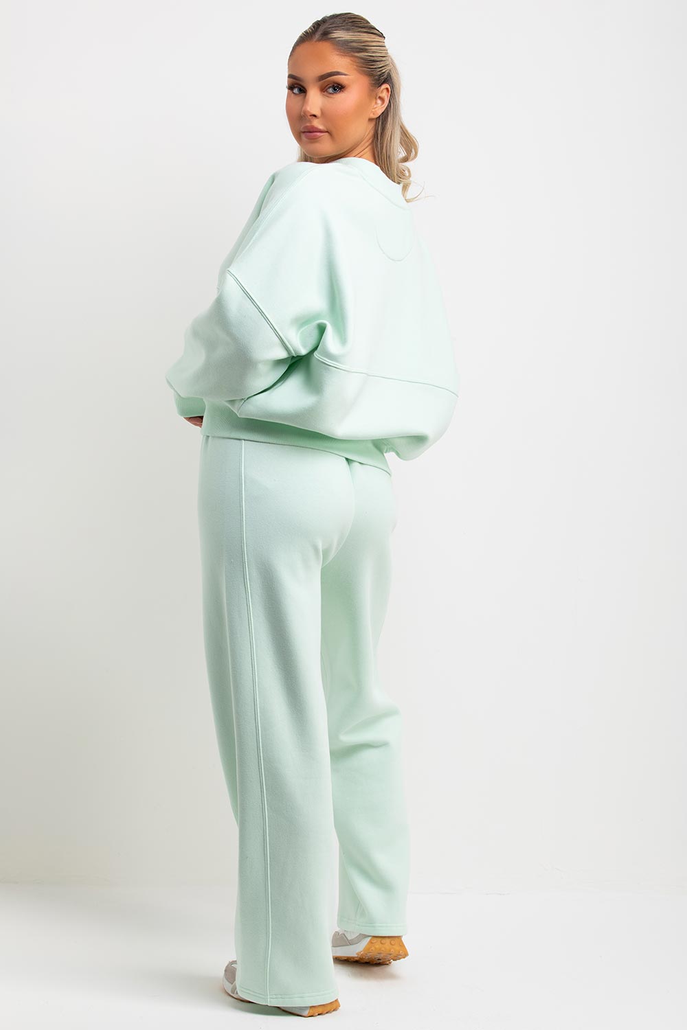 zara womens bomber sweatshirt and straight leg joggers two piece loungewear set tracksuit