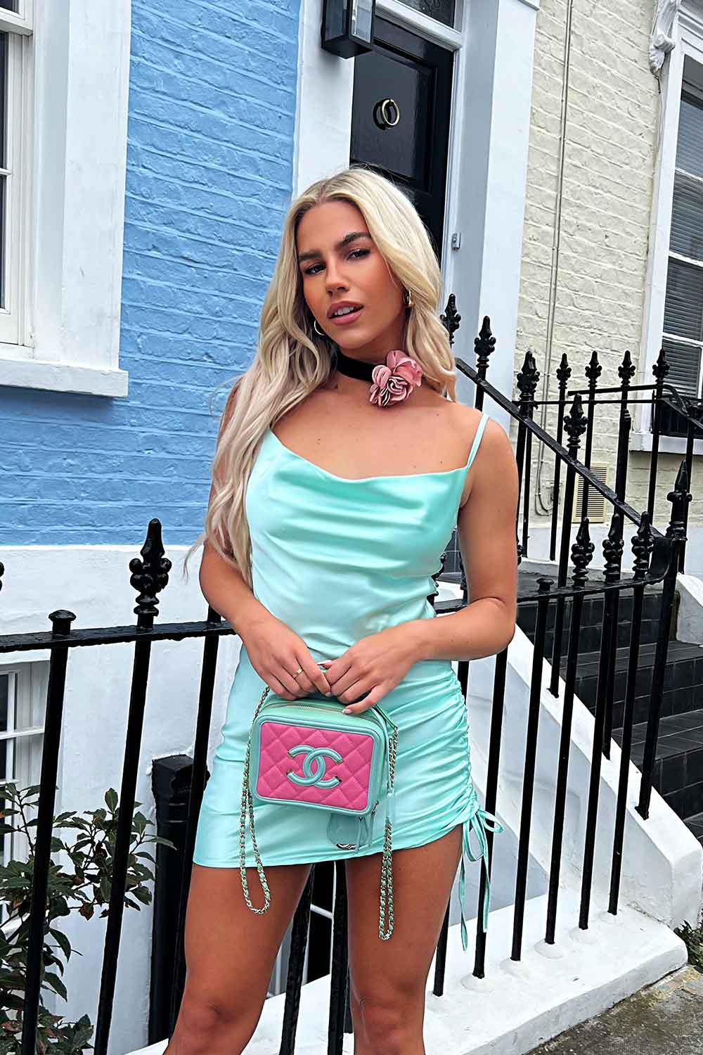 ruched side satin slip dress uk