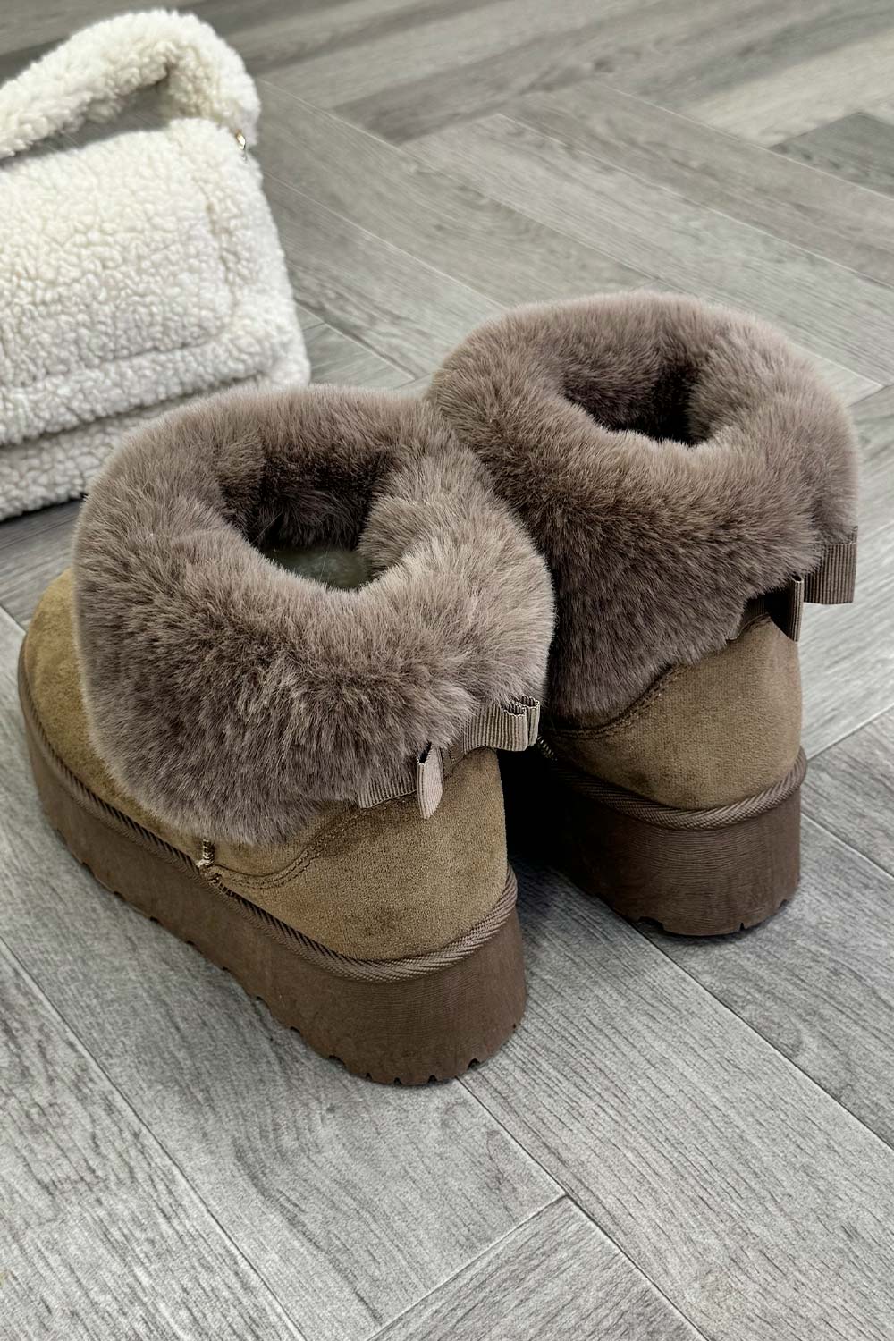 platform uggs with fur trim