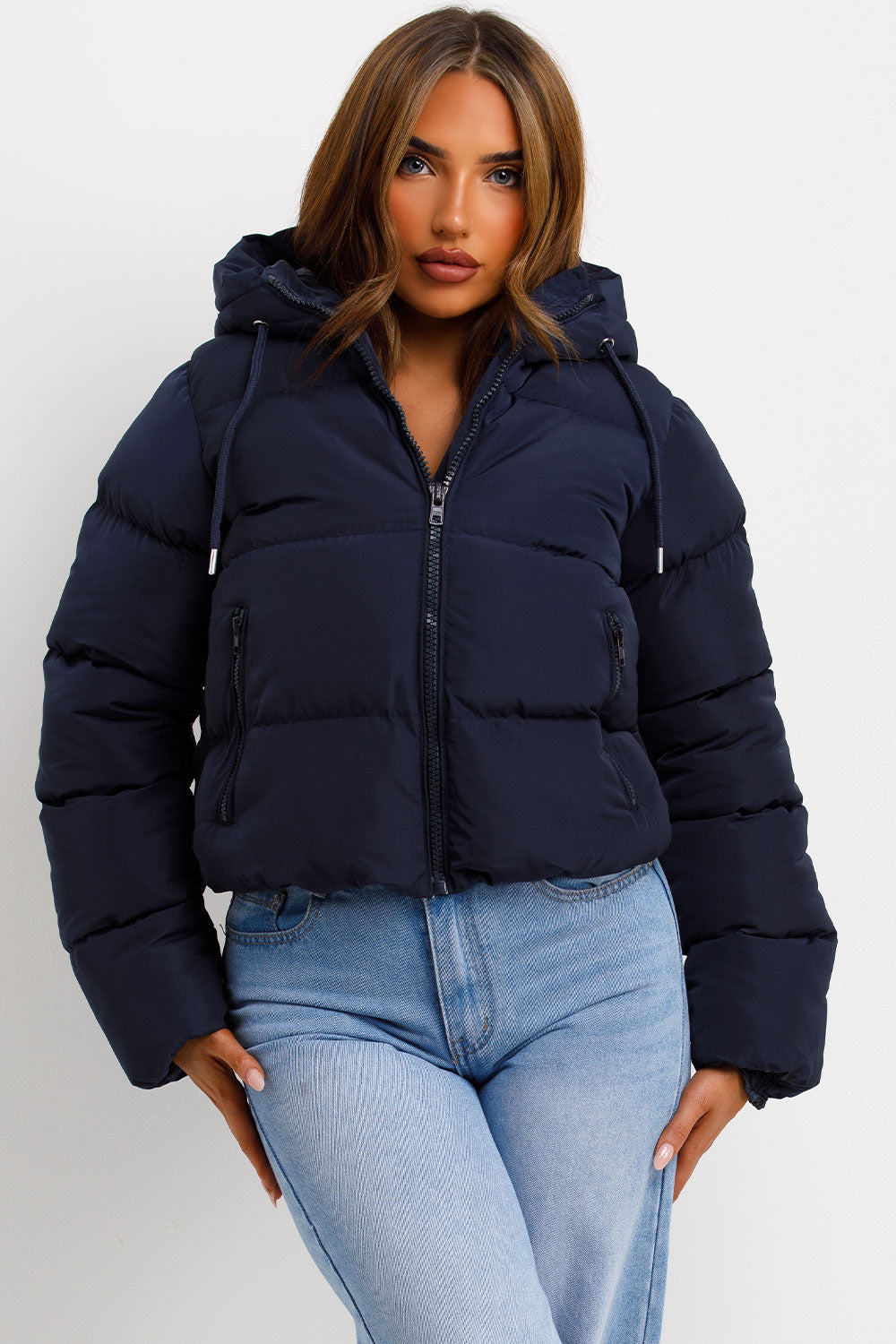 cropped puffer jacket navy