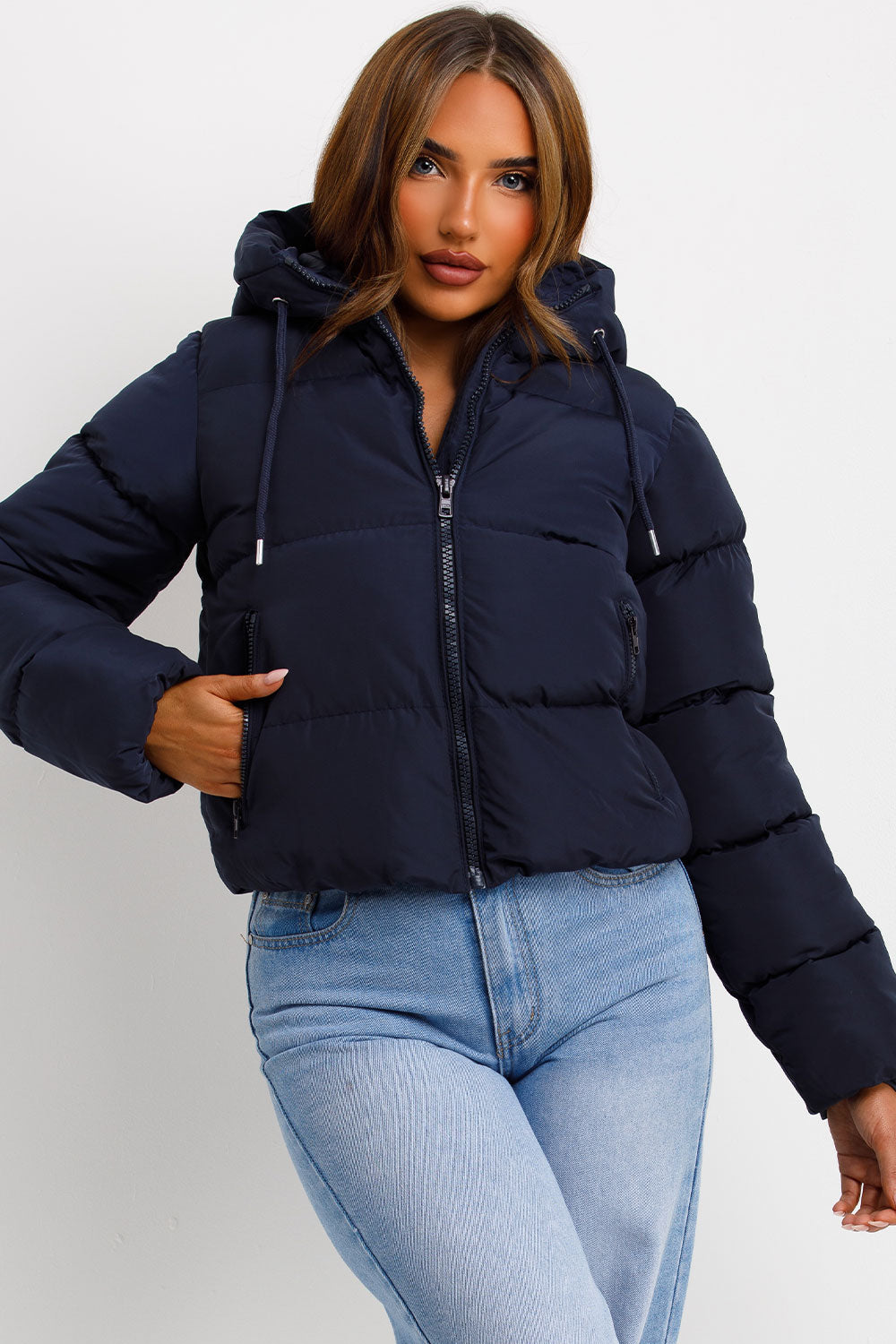 womens puffer jacket navy