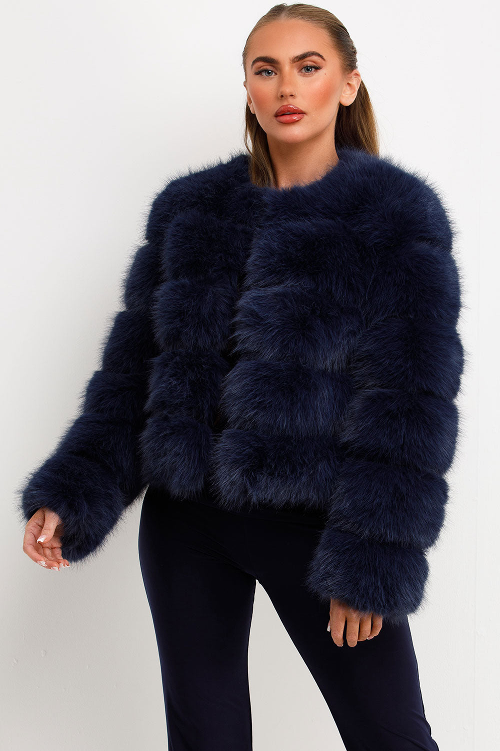 cropped faux fur bubble coat womens uk