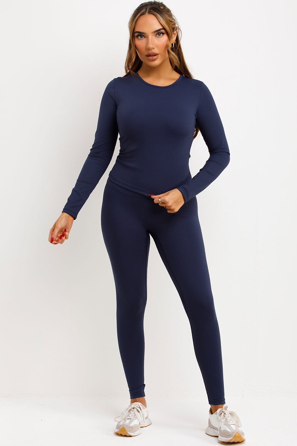 sports track top and seamless leggings two piece co ord set womens uk
