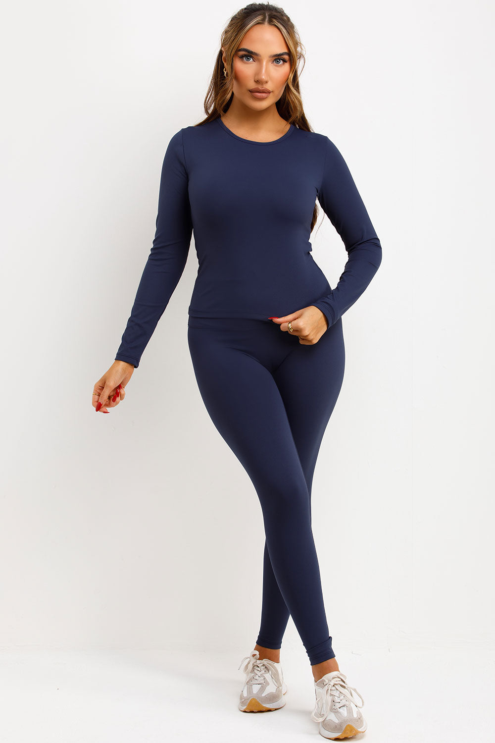 womens sculpt body contour leggings and long sleeve top co ord set skims uk
