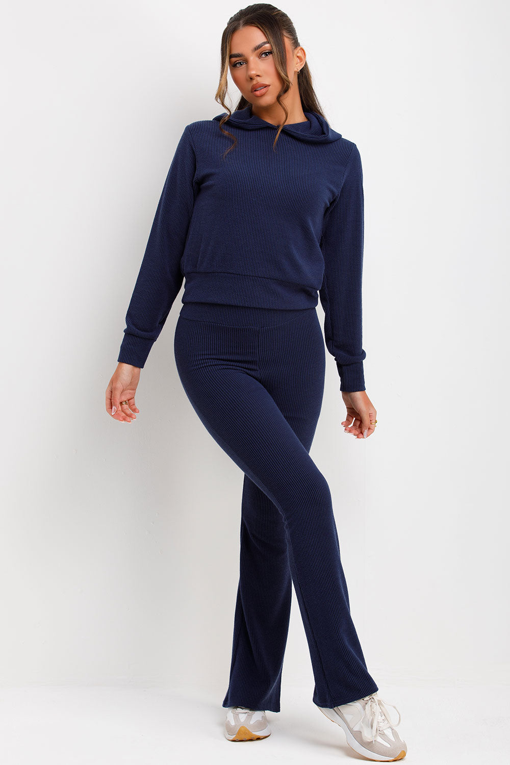 ribbed hoodie and trousers loungewear co ord womens tracksuit