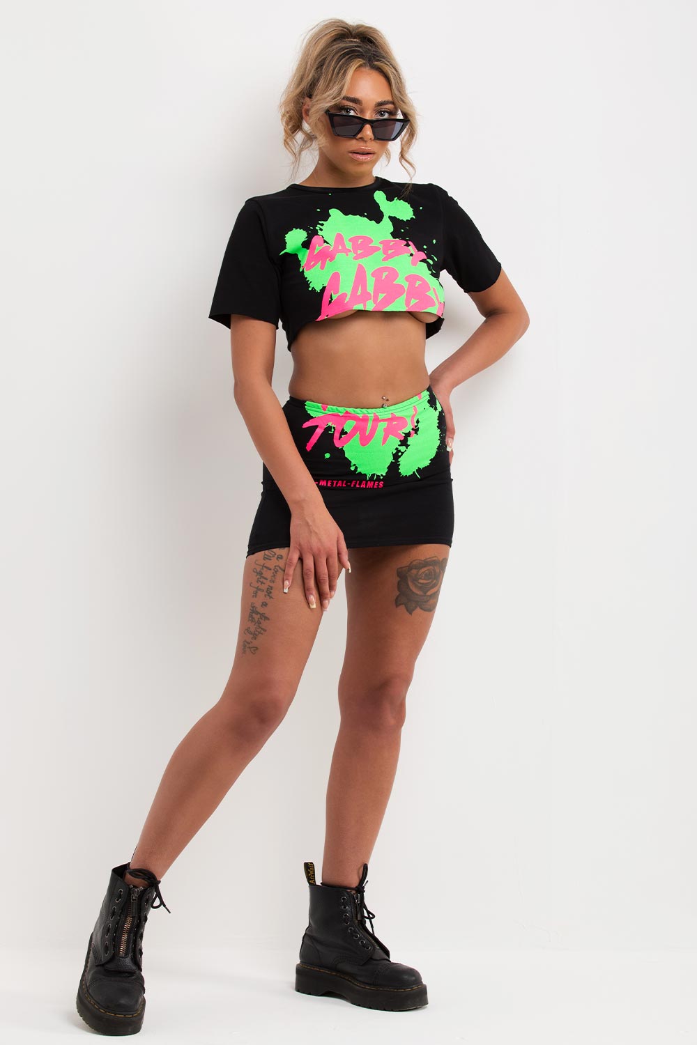 crop top and mini skirt festival co ord holiday outfit