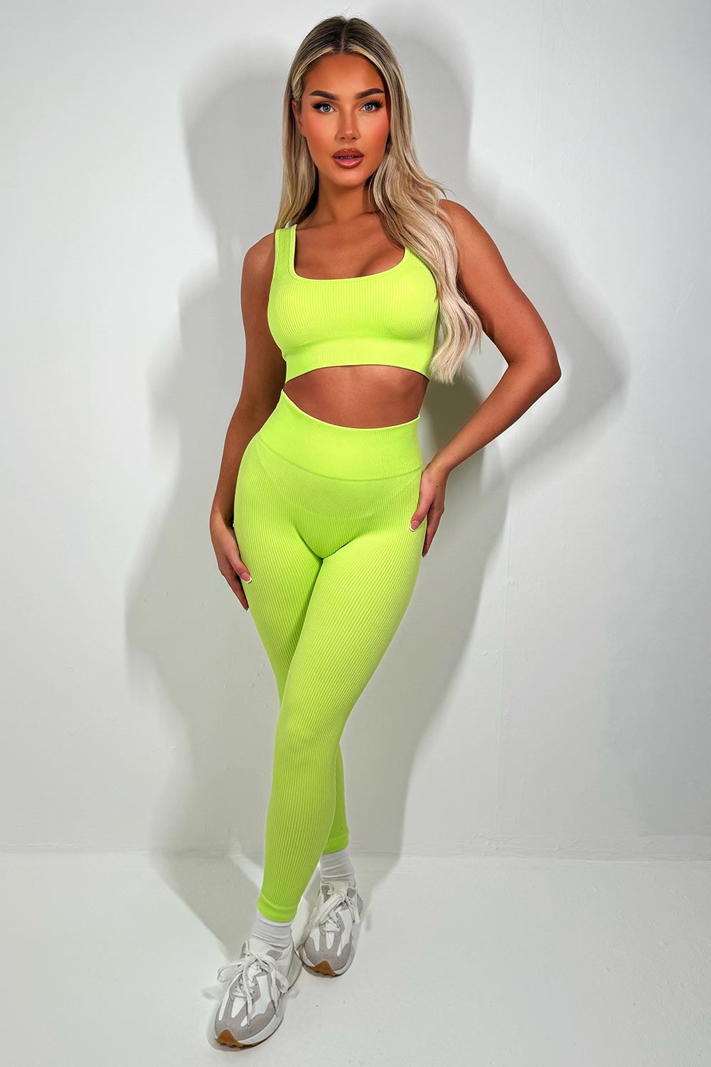 high waist ribbed leggings and crop top co ord set