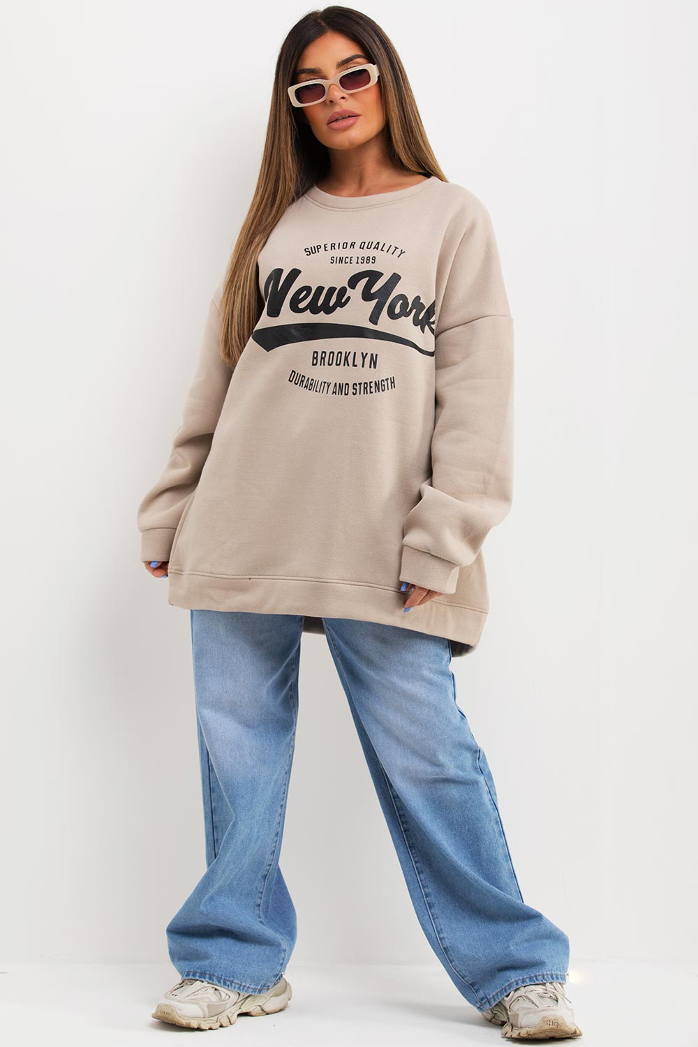 sweatshirt with new york slogan uk