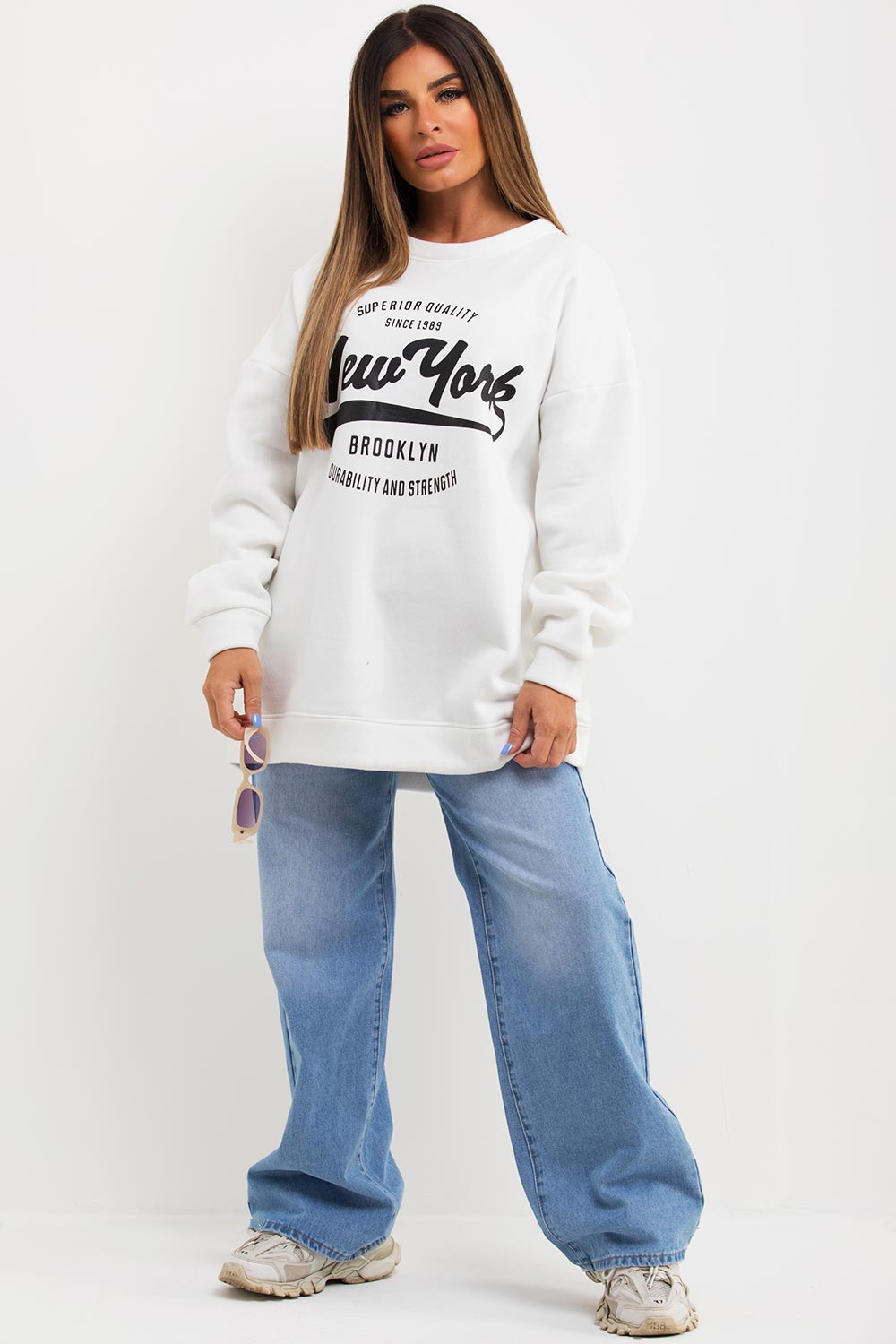 womens sweatshirt with new york slogan