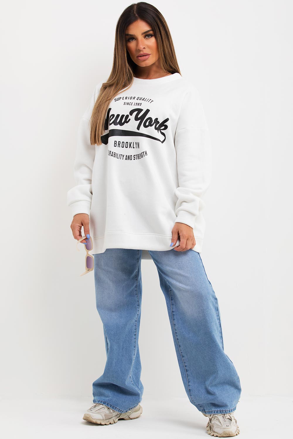 oversized sweatshirt with new york slogan uk