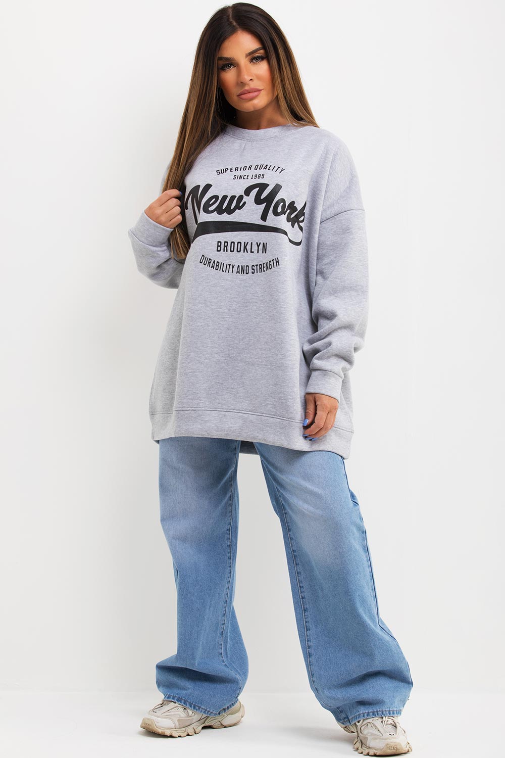 new york slogan sweatshirt womens uk