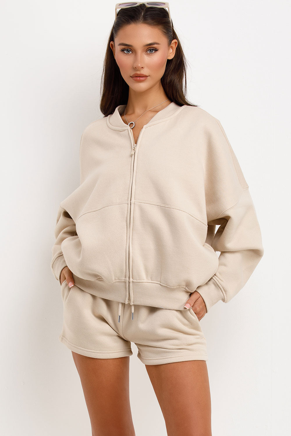 womens zara short tracksuit set airport outfit styledup fashion